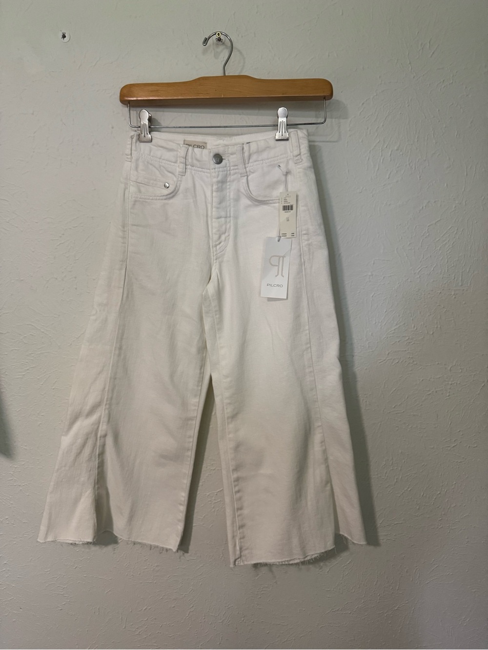 NWT Anthropologie Pilcro White Wide-Leg Cropped Jeans Size 23
